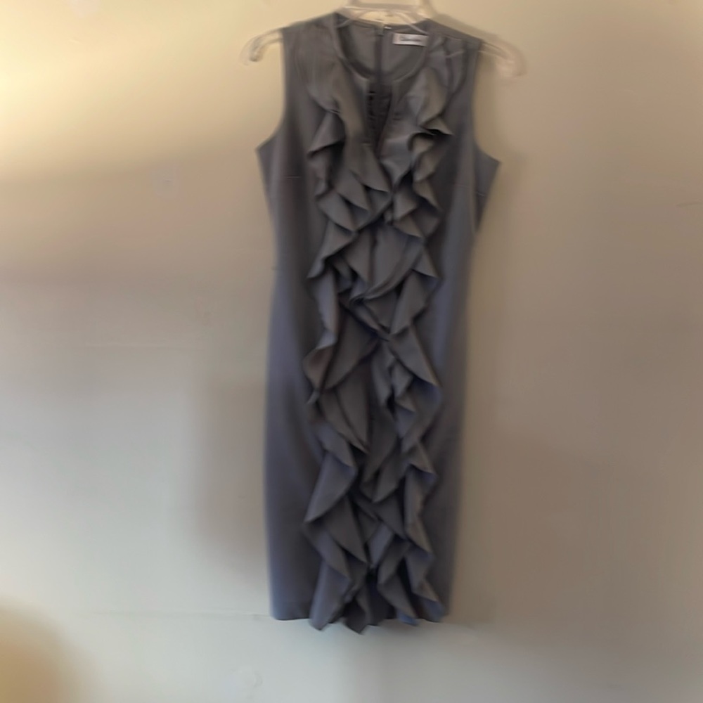 Calvin Klein Size 2 ruffled gray Dress.